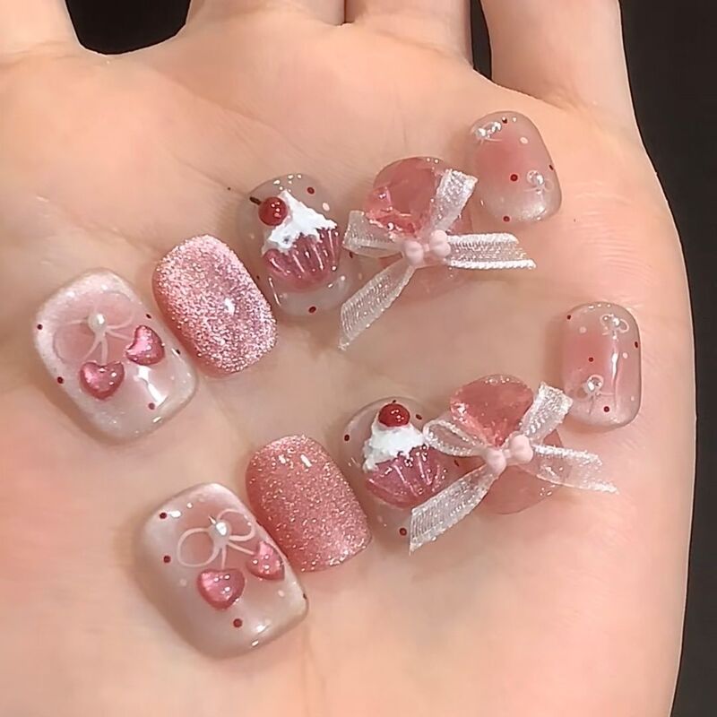 Children's Wearable Nails, Handmade Short Nail Art for Girls, Elementary School Students' Party Nail Patches, Cute and Brightening for Girls 2024 Children's Wearable Nails, Handmade Short Nail Art for Girls, Elementary School Students' Party Nail Patches, Cute and Brightening for Girls 2024