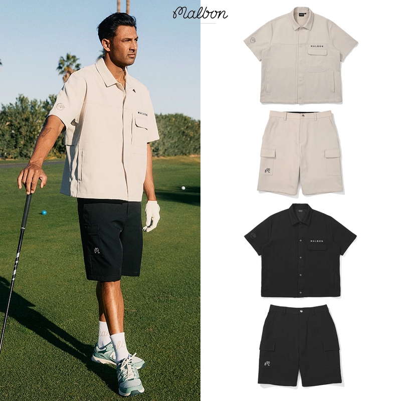 25 New Korean Malbon Golf Clothing Men's Suits Short-Sleeved T-Shirts Sports Quick-Drying Lightweight Shorts Summer
