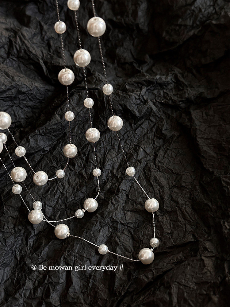 Multi-Layered Pearl Stacking Necklace for Women 2025 New Fashion Clavicle Chain Light Luxury High-End Elegant Dress Accessories