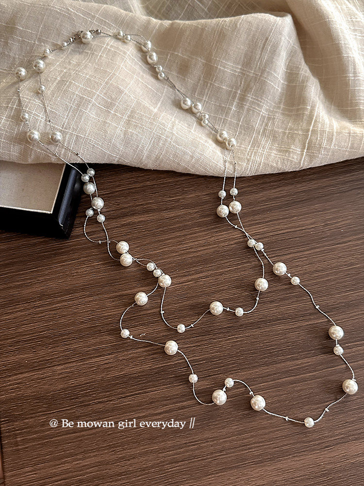 Multi-Layered Pearl Stacking Necklace for Women 2025 New Fashion Clavicle Chain Light Luxury High-End Elegant Dress Accessories