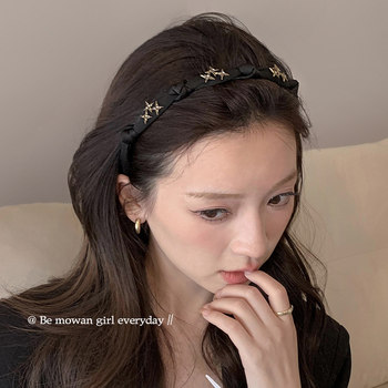 2025 New Autumn and Winter Black Pearl Headband for Women, High Cranial Pressure Hair Clip, High-End Headband, Versatile Outdoor Headwear