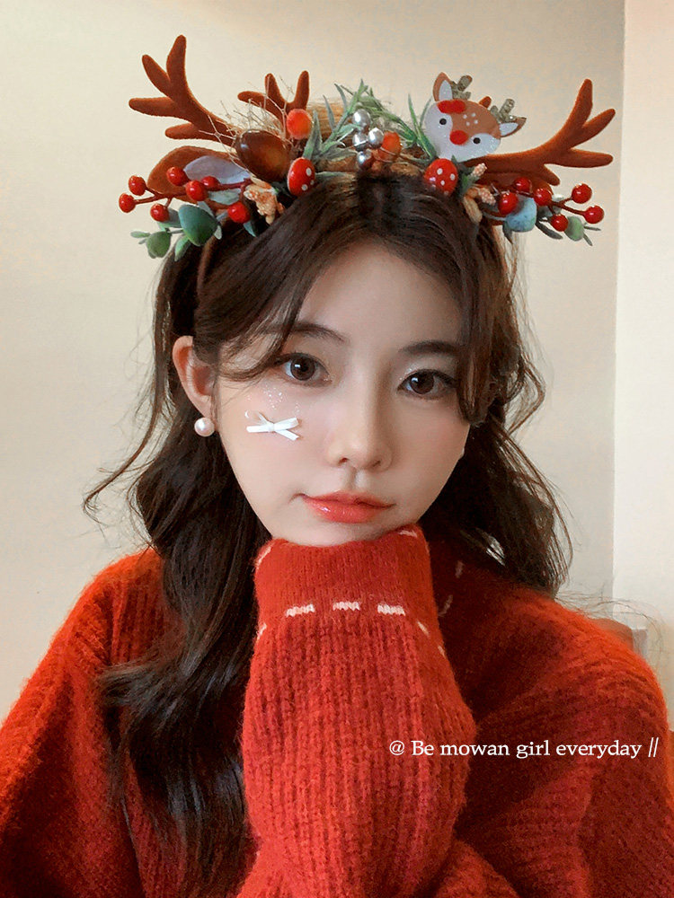 Christmas Headband, Children's Cute Antler Headband, Atmospheric Photo Props, Party Dress-Up, Reindeer Hair Accessories