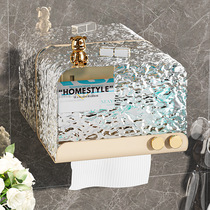 Glacier pattern bear tissue box light luxury high-value transparent wall-mounted punch-free multi-functional household tissue box