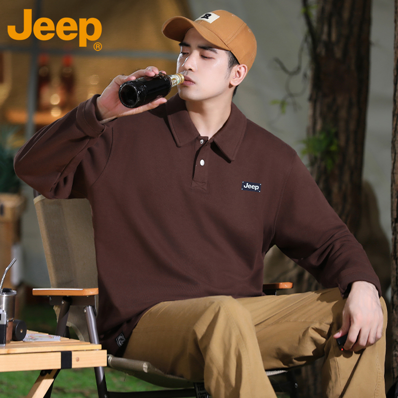 Jeep Brown Polo Shirt Men's 2026 New Long Sleeve Top Spring and Autumn Style Turn-Down Collar American Style Trendy Brand T-Shirt Jeep Brown Polo Shirt Men's 2026 New Long Sleeve Top Spring and Autumn Style Turn-Down Collar American Style Trendy Brand T-Shirt