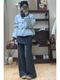 La Chapelle detachable butt curtain cashmere boot-cut pants for women winter new high-waisted casual warm flared glutinous rice pants