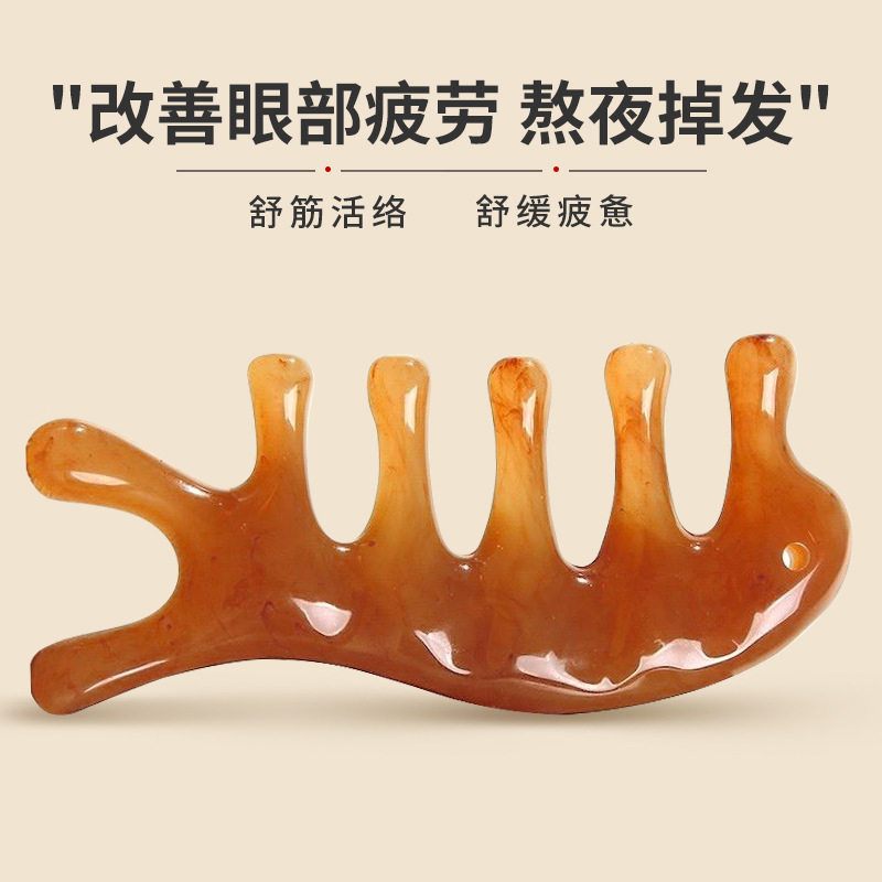 Resin Meridian Comb Five Finger Scalp Massage Comb Dolphin Shaped Gua Sha Style Wellness Tool Set of 3 preparation