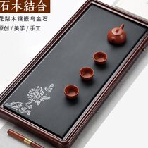 Shi Jian Shuo Huali solid wood tea tray Wujin stone tea table simple household dry brewing small tea table Kung Fu tea seaware holder