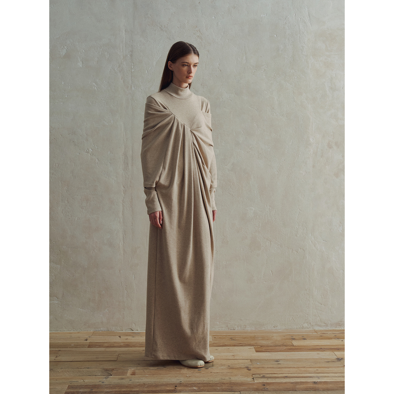 Avanehood's Knitted Slim-Fit Dress, Autumn and Winter High-Waisted Silhouette, Two-Way Wear, Deconstructed Long Dress for Women