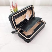 Yiwu produces 2-digit black watch box with stitching craftsmanship small portable divided format zipper bag for collection of famous watches