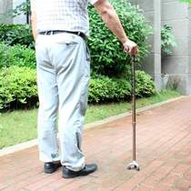 Three-legged lighted small telescopic crutches for the elderly elderly canes non-slip crutches aluminum alloy {three-legged