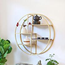 Simple iron wall rack Nordic golden living room wall hanging restaurant dessert shop creative decorative rack