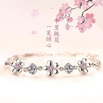 s925 sterling silver cherry blossom bracelet for women autumn Korean style ins light luxury niche design silver bracelet bestie bracelet jewelry