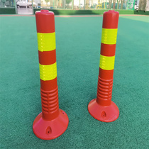 Galvanized steel pipe warning column road anti-collision column crossing fixed roadblock red and white reflective column safety warning pile
