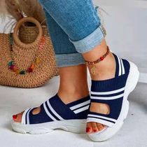 2024 New Summer Knitted Platform Sport Sandals with Stripes