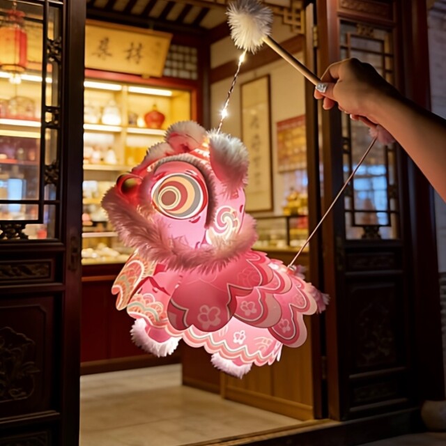 New Year, Spring Festival, New Year's Day, Year of the Horse 2026, Chinese Style Lion Lanterns, Handmade DIY Materials for Children, Lion Lanterns