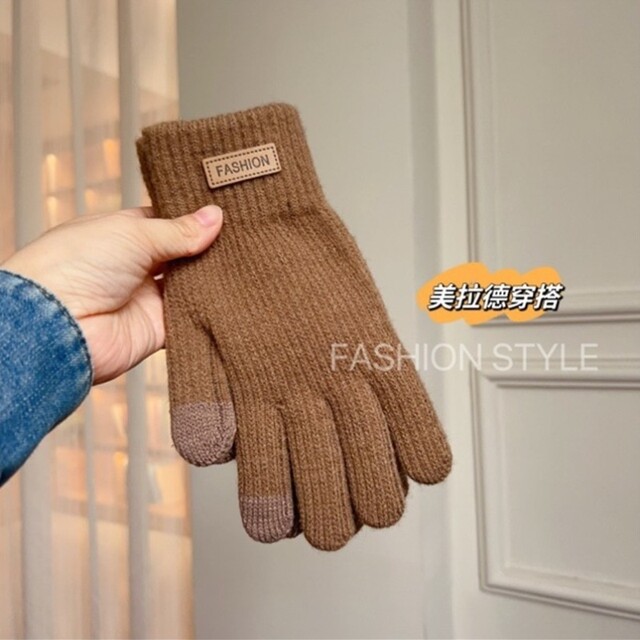 Gloves for women, winter warm plus velvet and thickened cycling knitted non-slip touch screen anti-cold cycling gloves and sports socks