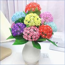 Hot selling happy reunion hydrangea material package acrylic frosted five-leaf petals hand-beaded without vase