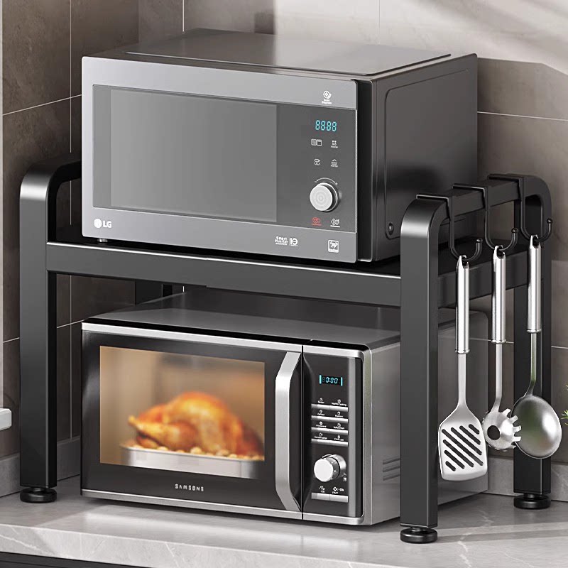 居美适可伸缩厨房微波炉架置物架多功能台面电饭锅烤箱收纳支架子