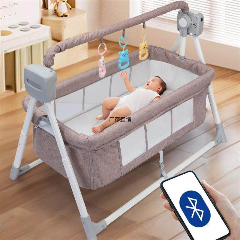夜的宁静守护者👶:新款加大电动摇篮床婴儿自动哄睡多功能摇摇床宝宝婴儿床可折叠带-摇篮-淘宝好物网