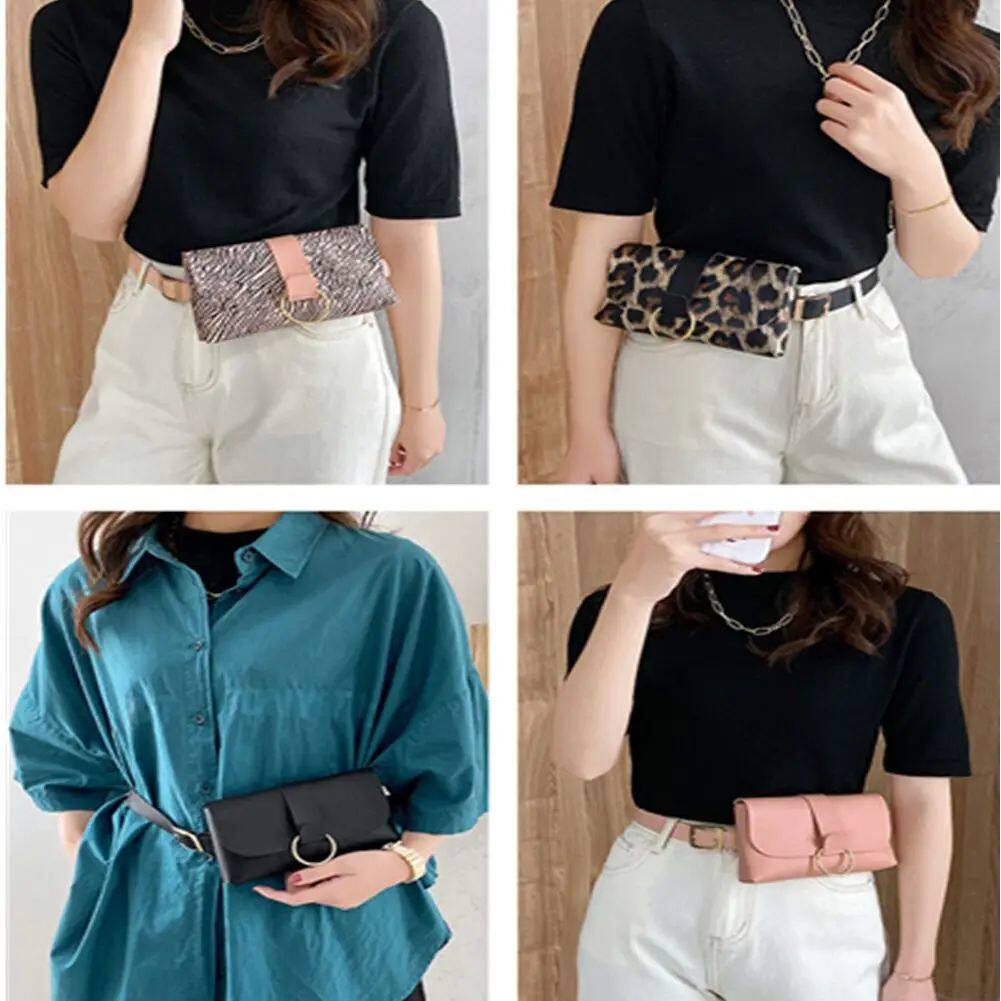 Клатч mini waist bag 2 in 1 leopard stripe coin purse ladies belt