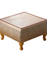 Tatami bay window small table simple Japanese rattan solid wood small coffee table straw woven kang table creative balcony low table