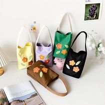2021 new canvas portable small cloth bag mobile phone bag water cup bag handbag female going out small bag