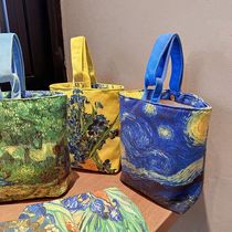 Art New Retro Van Gogh Bucket Carry-on Handbag Large Capacity Oil Painting Mummy Takes Bag for Work Lunch