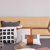 Nordic style bed solid wood rattan retro double modern simple light luxury 1 5 8 meters widened high-end master bedroom new style