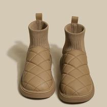 Warm white snow boots cotton shoes for women 2023 new winter velvet thickened milk snow cotton bread shoes for women