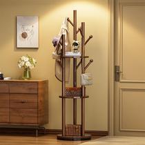 Solid wood rotating coat rack floor-standing clothes rack bedroom household storage rack vertical clothes rack living room clothes rack