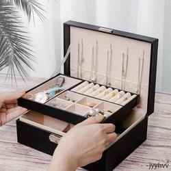 팔찌 상자 안티 동기 드롭 이어 클립 팔찌 목걸이 가죽 어린이 보석 상자 더블 레이어 산소 시계 보석 보관소 상자