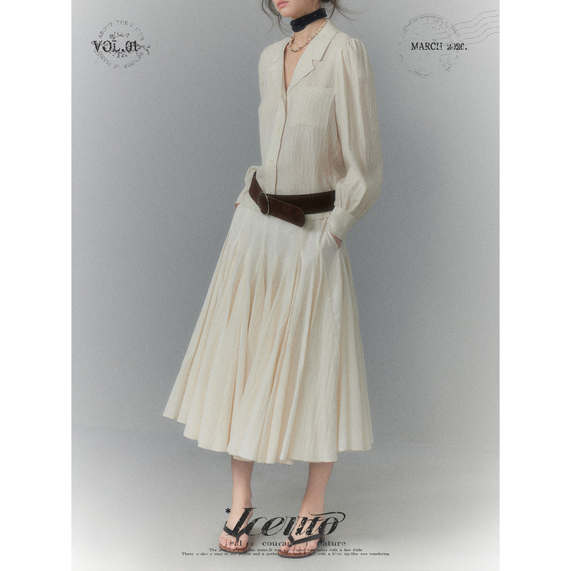 Iceiito*Vector*White Lemer Style Everyday Versatile Oversized Insert-Type Half Skirt Iceiito*Vector*White Lemer Style Everyday Versatile Oversized Insert-Type Half Skirt