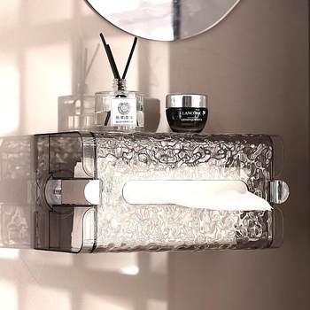 Suction cup tissue box face towel storage box wall-mounted punch-free storage rack bathroom toilet toilet towel paper box