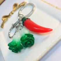Simulation mini hot red pepper festive jewelry keychain creative cabbage red pepper pendant keychain accessories