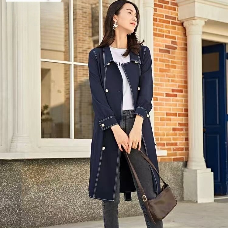 Clearance! White Trench Coat-Style Dress for Women, Mid-Length Coat, Fashionable Waist-Cinching Long-Sleeve Shirt Dress for Spring and Autumn