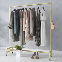 Clothing store display rack floor-standing golden female childrens store special Internet celebrity display rack clothes drying rod push-pull wheel