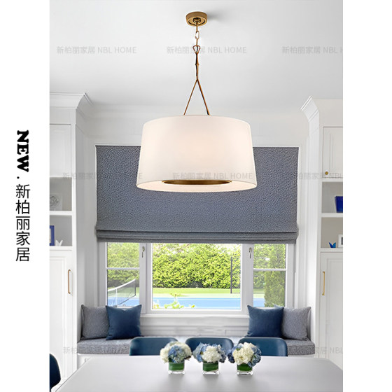 American Style Vc1:1 Restaurant All-Copper Chandelier, Vintage Living Room, Bedroom, Study Fabric Lamp, French Villa Staircase Lamp