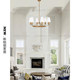 Vc1:1-Ziba American-Style Minimalist Retro Villa Dining Room and Living Room Designer-Recommended Handmade Gold Foil Chandelier