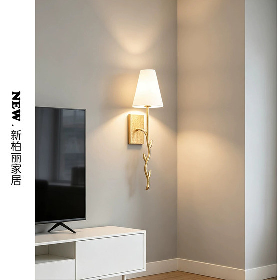 Vc1:1-Elwyn American Retro Villa Living Room Dining Room Bedroom Bathroom Handmade Gold Foil Wall Lamp Designer Lamp
