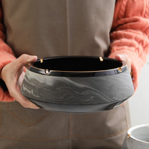 Japanese creative personality trendy high-end ceramic ashtray anti-fly ash home living room office ashtray light luxury high