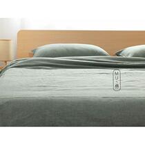 Washed cotton (solid color grey-green) pure cotton yarn-dyed slightly defective bed sheet and quilt cover set of three or four pieces can be taken individually