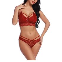 Top Fashion lace Hollow Three-point sexy Suit New Sexy Lingge