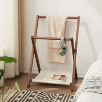Bedside coat rack floor-standing small solid wood bedroom temporary clothing storage at night Nordic clothes hanger for home use