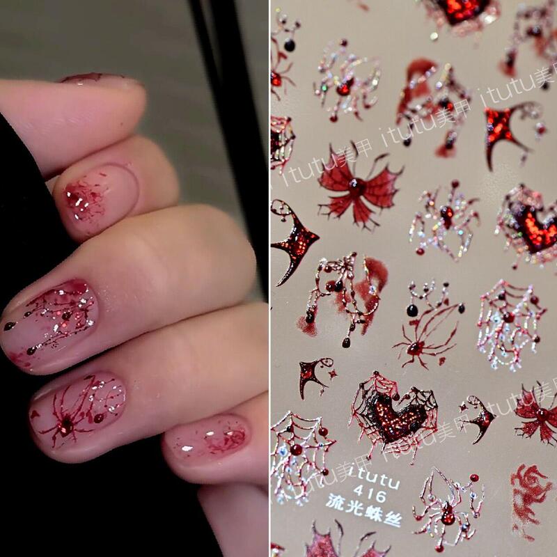 Personalized Streamer Spider Silk Butterfly Heart Spider 5D Nail Stickers Internet Celebrity Versatile Spider Nail Decorations Adhesive Stickers