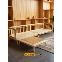 Muduoduo furniture log custom Nordic simple single and multi-person combination new ash wood frame fabric sofa