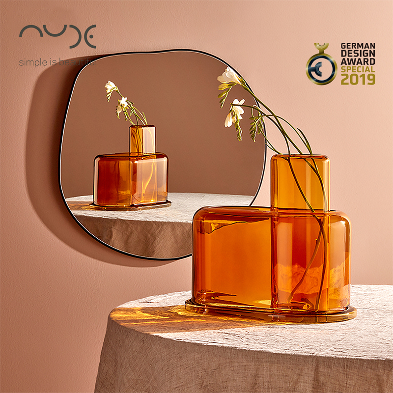 Turkish Nude Imported Layers Vase Crystal Glass Flower Vessel Model Home Decoration Soft Furnishings
