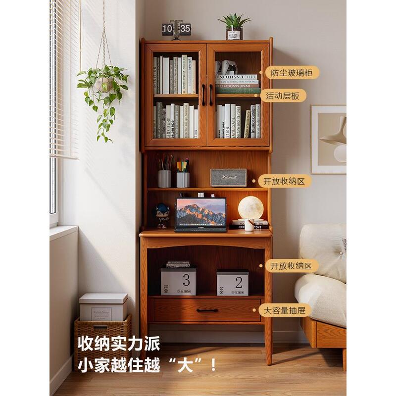 Folding Desk Bookcase Children's Study Table Corner Bookshelf Integrated Solid Wood Bedroom Home Computer Desk Small Apartment Folding Desk Bookcase Children's Study Table Corner Bookshelf Integrated Solid Wood Bedroom Home Computer Desk Small Apartment