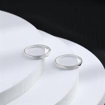 S925 silver ring couple ring Korean style simple new brushed smooth faceted ring geometric plain silver ring
