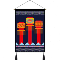 Guangxi Zhuang customs hanging paintings bed and breakfast restaurant decorative paintings Zhuang Township cultural characteristics folk characters Zhuang brocade wall hangings