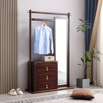 New Chinese style ebony solid wood coat rack floor-standing light luxury simple home bedroom storage storage clothes rack